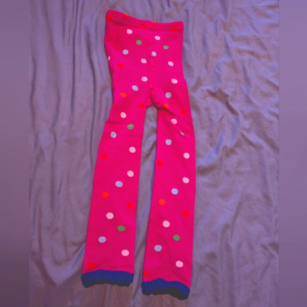 Toes and bows footless tights/leggings pink polka dot size 2-4 EUC
